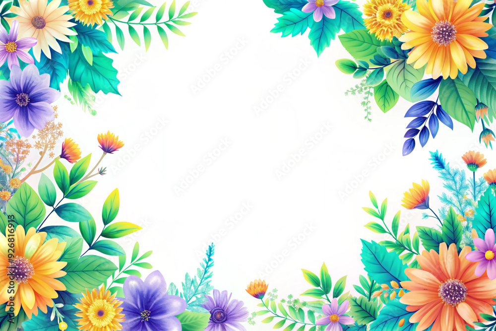 Flowers on a white background with copy space, AI Generation