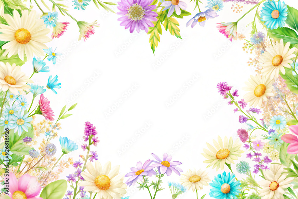 Flowers on a white background with copy space, AI Generation Flowers on a white background with copy space, AI Generation