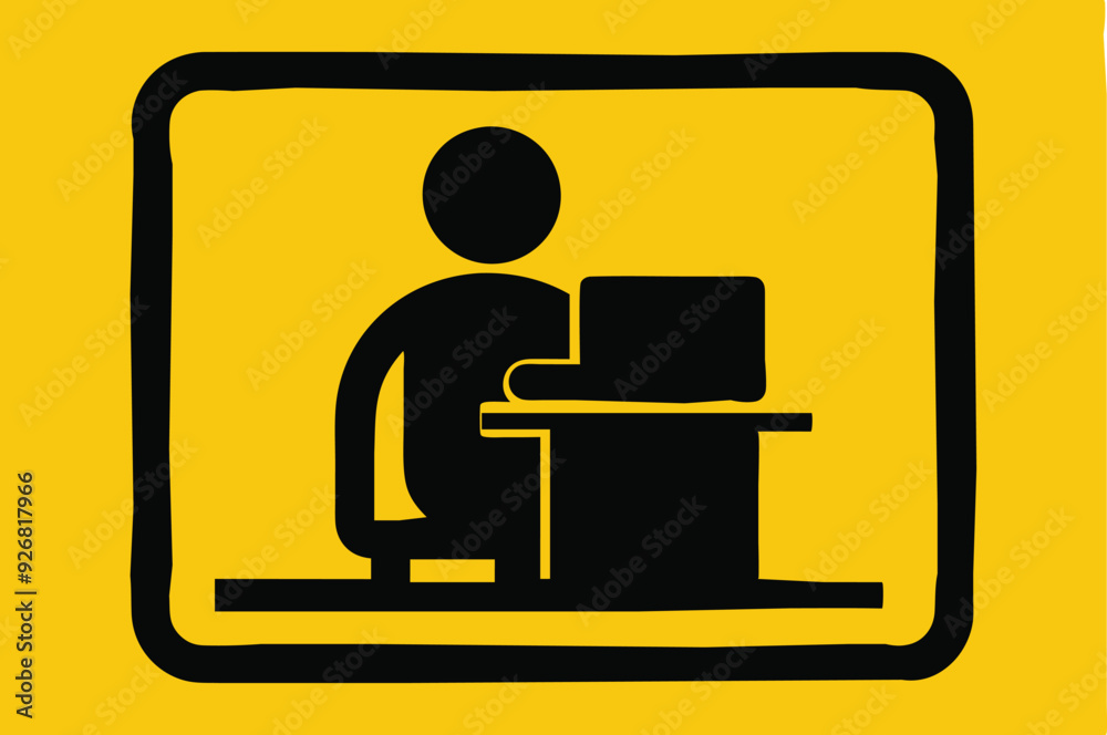 Person at the computer symbol. Computer work icon. Office work sign. Remote work symbol. Isolated. Transparent Background Cut Out Person at the computer symbol. Computer work icon. Office work sign. Remote work symbol. Isolated. Transparent Background Cut Out