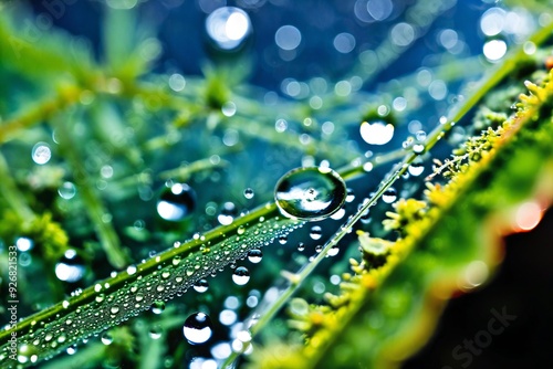 Close-up of a leaf with water droplets, suitable for nature and outdoor use