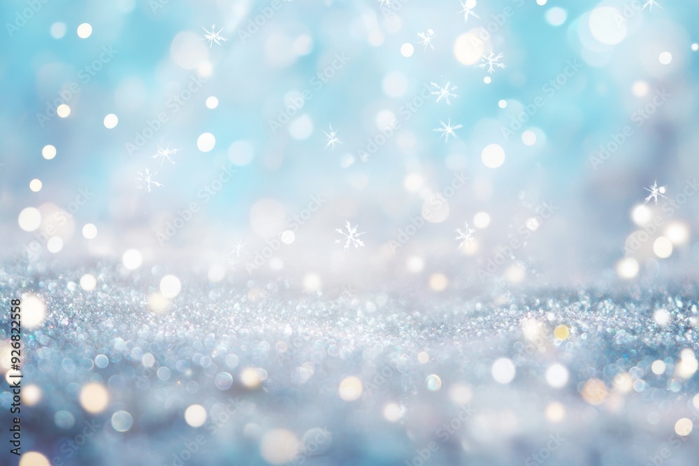 Dreamy winter scene with blurred snowflakes, pastel blue and white hues, bohemian style, and sparkling glitter, perfect for large canvas prints. Dreamy winter scene with blurred snowflakes, pastel blue and white hues, bohemian style, and sparkling glitter, perfect for large canvas prints.