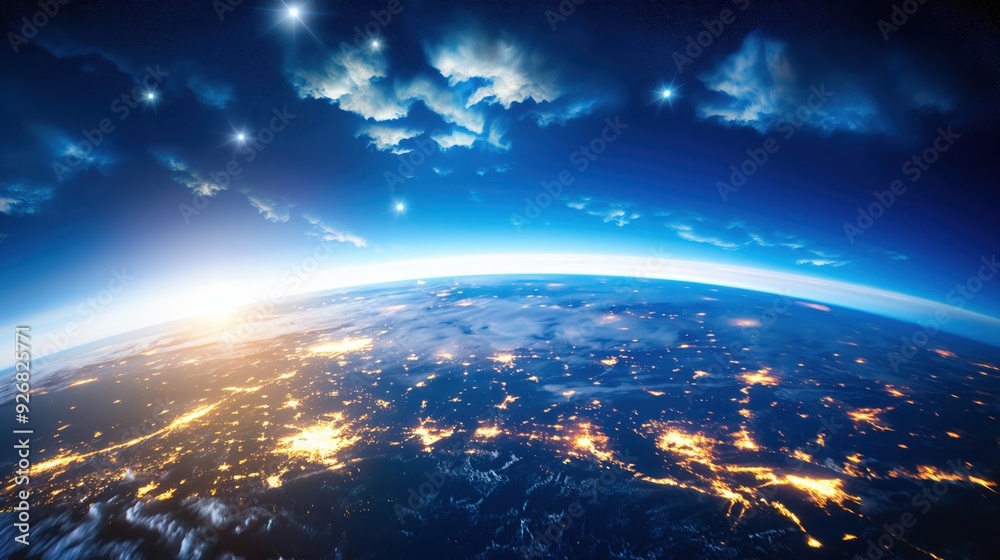 Earth from Space at Sunrise created by ai Earth from Space at Sunrise created by ai