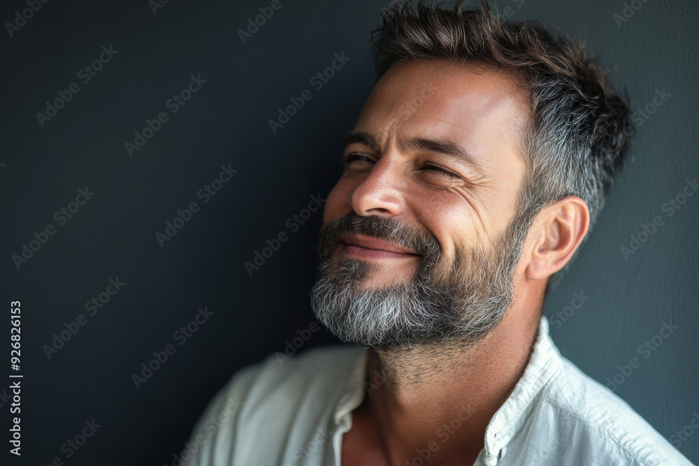 Obraz premium A close up of a man's face with her eyes closed