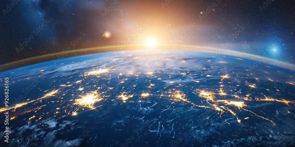 Earth from Space at Sunrise created by ai Earth from Space at Sunrise created by ai