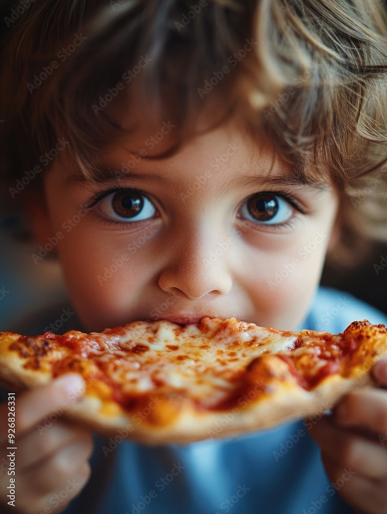 Adorable Child Enjoying a Slice of Pizza Adorable Child Enjoying a Slice of Pizza