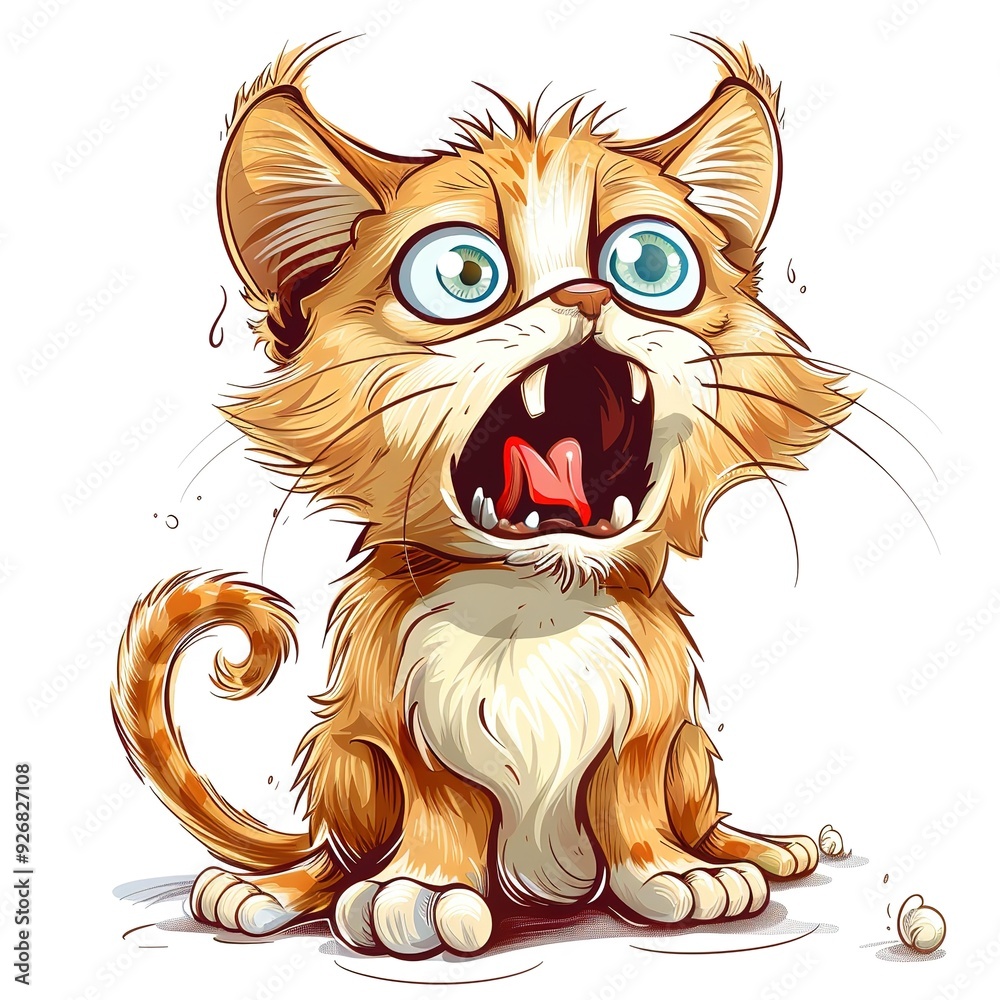 Cat Fear emotion fantasy animal cartoon isolated whitebackground Cat Fear emotion fantasy animal cartoon isolated whitebackground