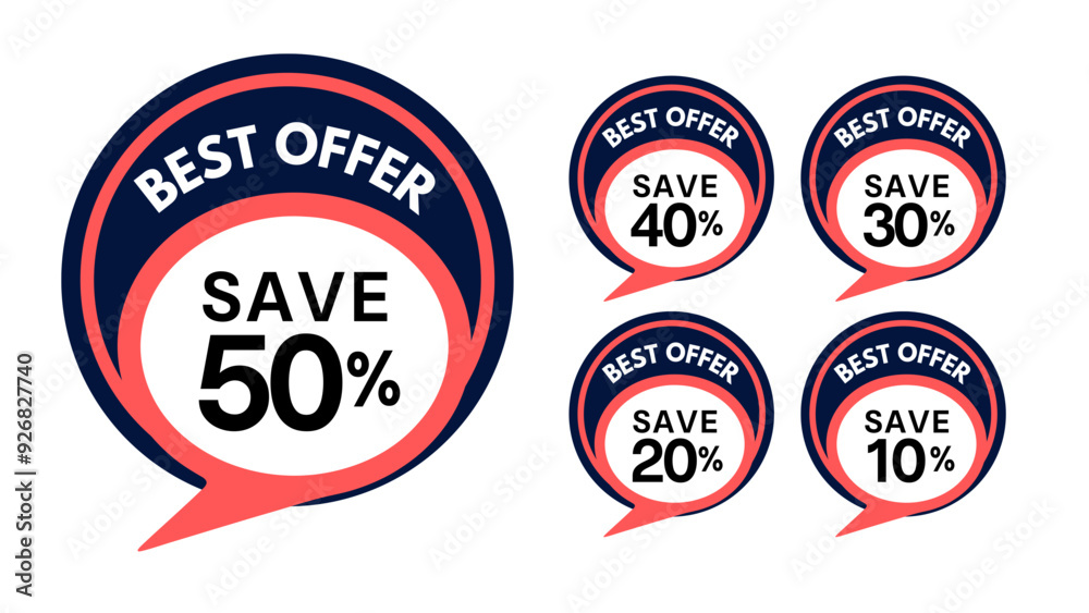 Obraz premium set of labels for 40% discount and different price discount