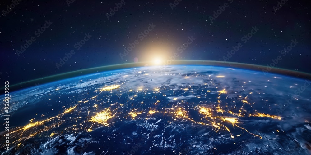 Obraz premium Earth from Space at Sunrise created by ai