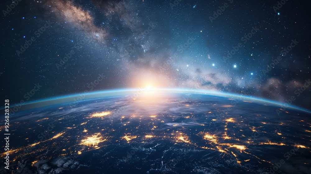 Earth from Space at Sunrise created by ai