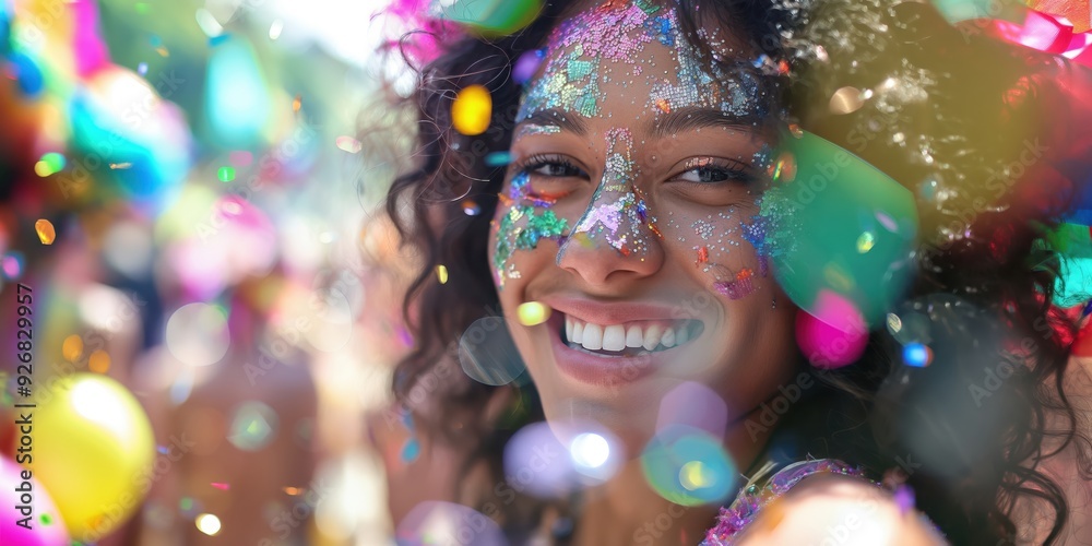 Joyful Woman Celebrating with Confetti created by ai Joyful Woman Celebrating with Confetti created by ai