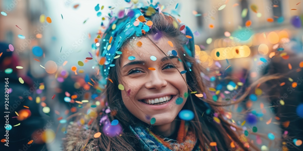 Joyful Woman Celebrating with Confetti created by ai