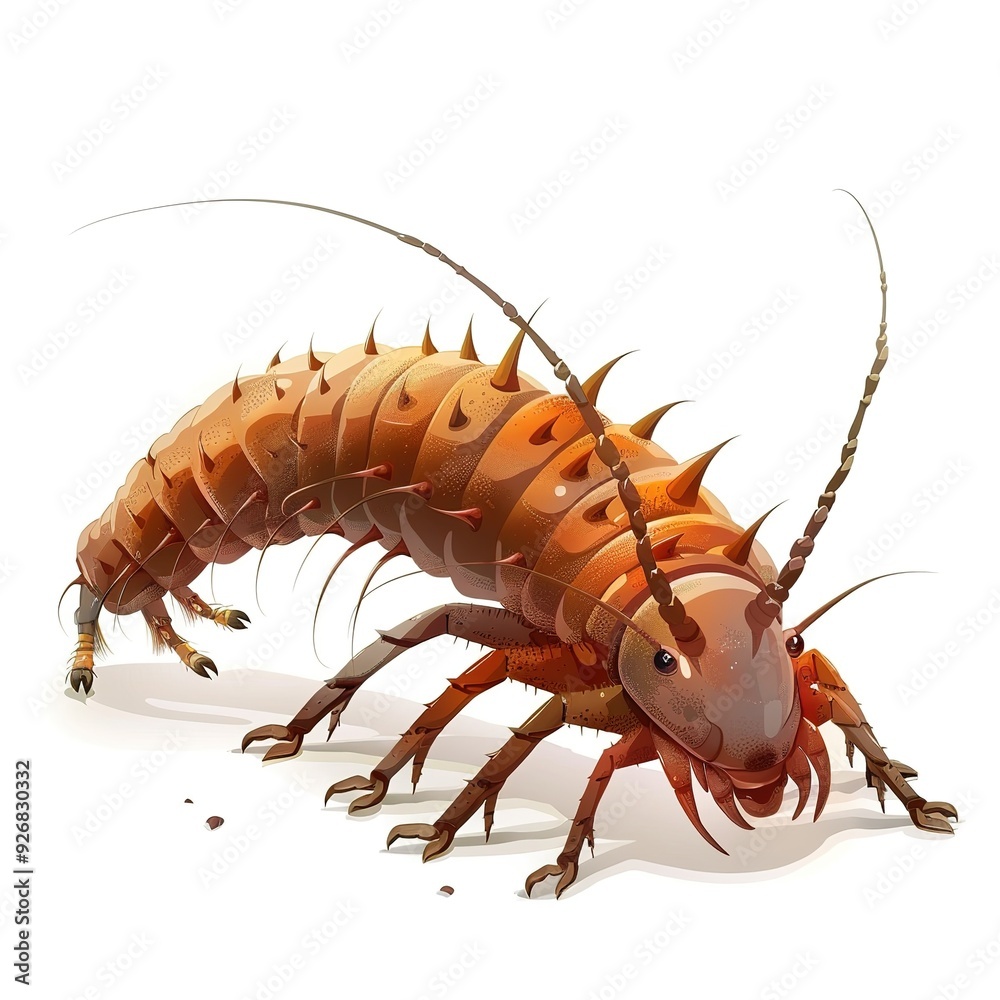 Fototapeta premium Centipede Fear emotion fantasy animal cartoon isolated whitebackground
