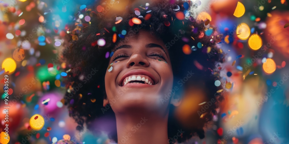 Joyful Woman Celebrating with Confetti created by ai