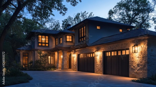 Modern House with Stone Facade