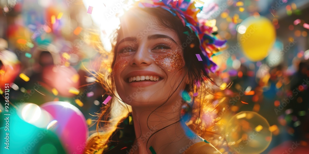 Joyful Woman Celebrating with Confetti created by ai Joyful Woman Celebrating with Confetti created by ai