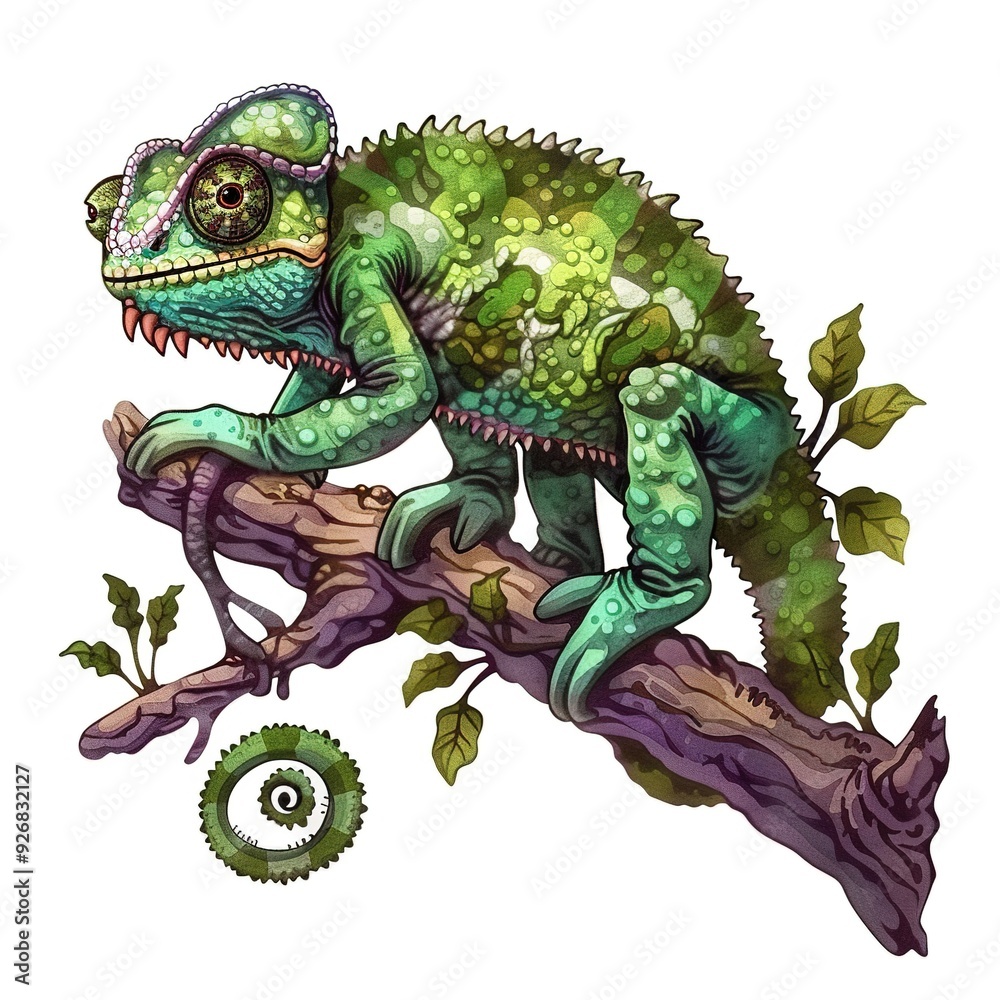Fototapeta premium Chameleon Poison element animal cartoon isolated whitebackground 16:9
