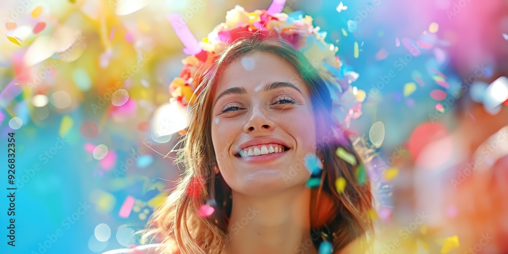 Joyful Woman Celebrating with Confetti created by ai Joyful Woman Celebrating with Confetti created by ai