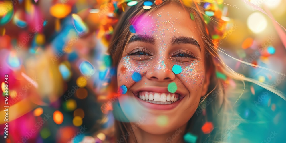 Joyful Woman Celebrating with Confetti created by ai Joyful Woman Celebrating with Confetti created by ai