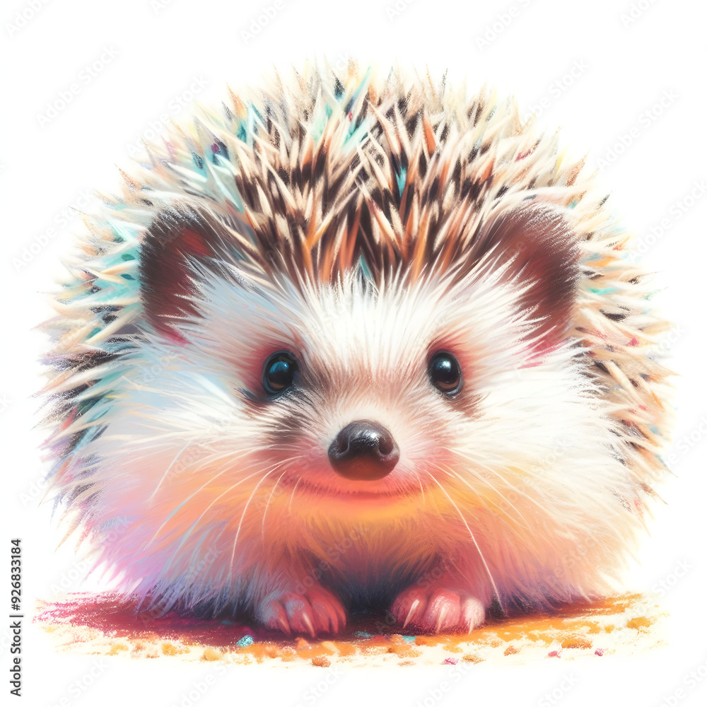 흰 배경, 고슴도치, 파스텔화 (White background, hedgehog, pastel painting) 흰 배경, 고슴도치, 파스텔화 (White background, hedgehog, pastel painting)