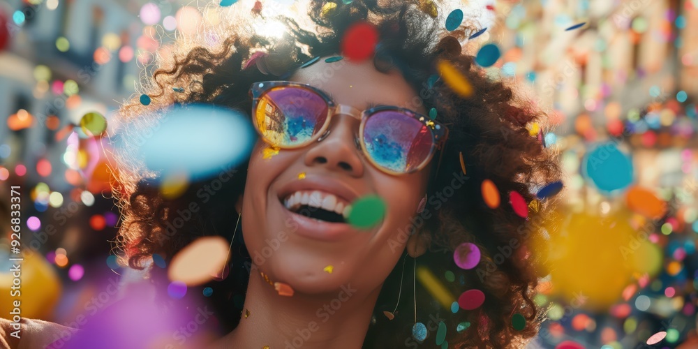 Joyful Woman Celebrating with Confetti created by ai Joyful Woman Celebrating with Confetti created by ai