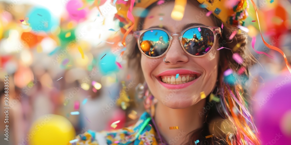 Joyful Woman Celebrating with Confetti created by ai Joyful Woman Celebrating with Confetti created by ai