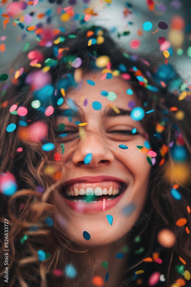 Joyful Woman Celebrating with Confetti created by ai Joyful Woman Celebrating with Confetti created by ai