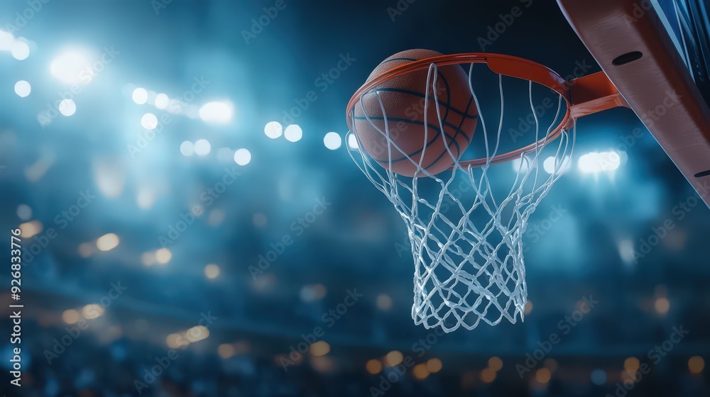 Basketball Swish in Stadium. Basketball Swish in Stadium.