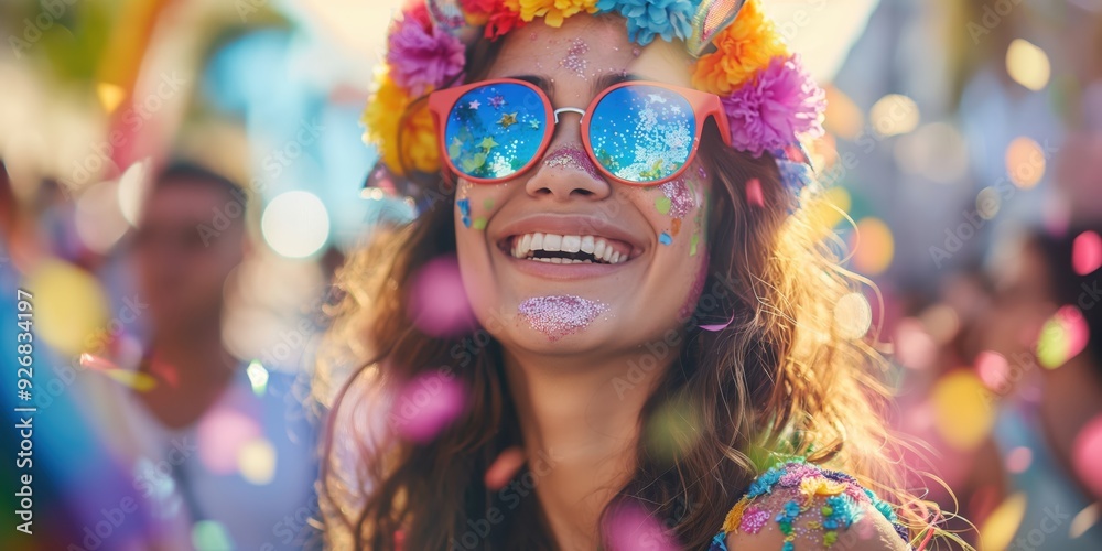 Joyful Woman Celebrating with Confetti created by ai Joyful Woman Celebrating with Confetti created by ai