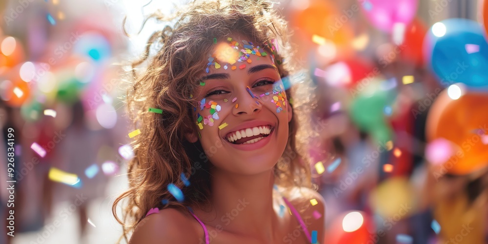 Joyful Woman Celebrating with Confetti created by ai