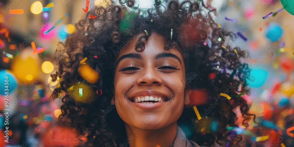 Joyful Woman Celebrating with Confetti created by ai Joyful Woman Celebrating with Confetti created by ai
