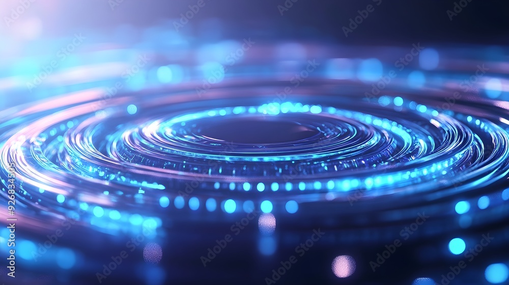 Abstract Blue Circular Lights Background Abstract Blue Circular Lights Background