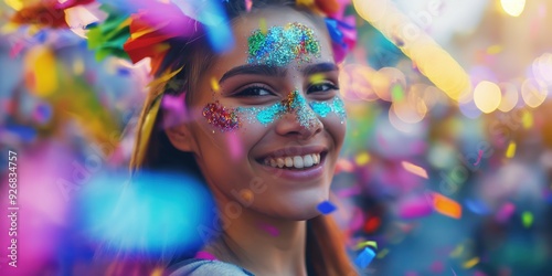 Joyful Woman Celebrating with Confetti created by ai