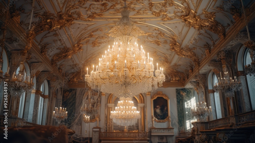 Obraz premium Grand Chandelier in a Gilded Hall