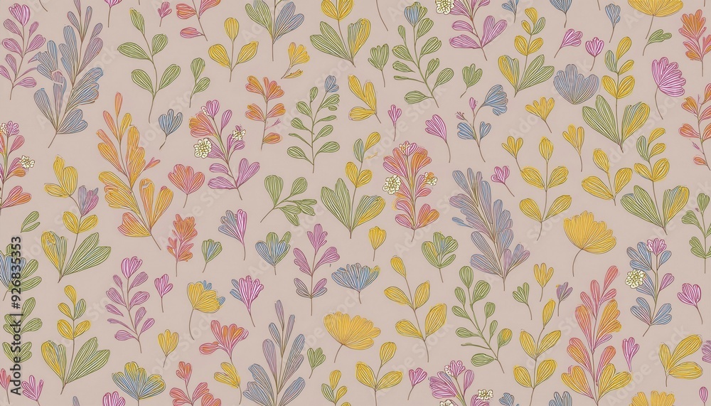 Seamless floral pattern, delicate abstract nature ornament for wallpaper, fashion textile print background. pastel colors botanical design. Generative Image Seamless floral pattern, delicate abstract nature ornament for wallpaper, fashion textile print background. pastel colors botanical design. Generative Image