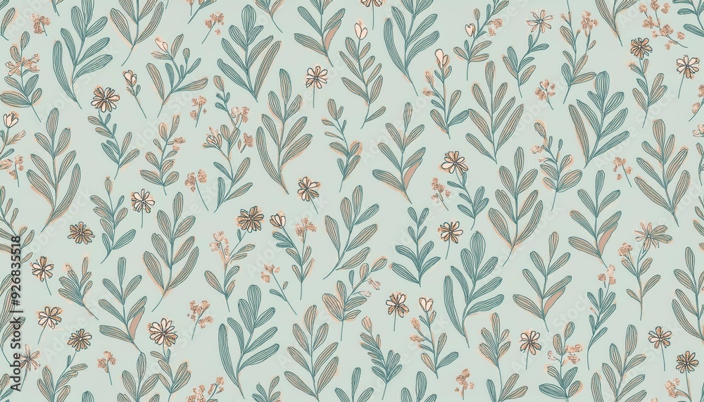 Seamless floral pattern, delicate abstract nature ornament for wallpaper, fashion textile print background. pastel colors botanical design. Generative Image Seamless floral pattern, delicate abstract nature ornament for wallpaper, fashion textile print background. pastel colors botanical design. Generative Image