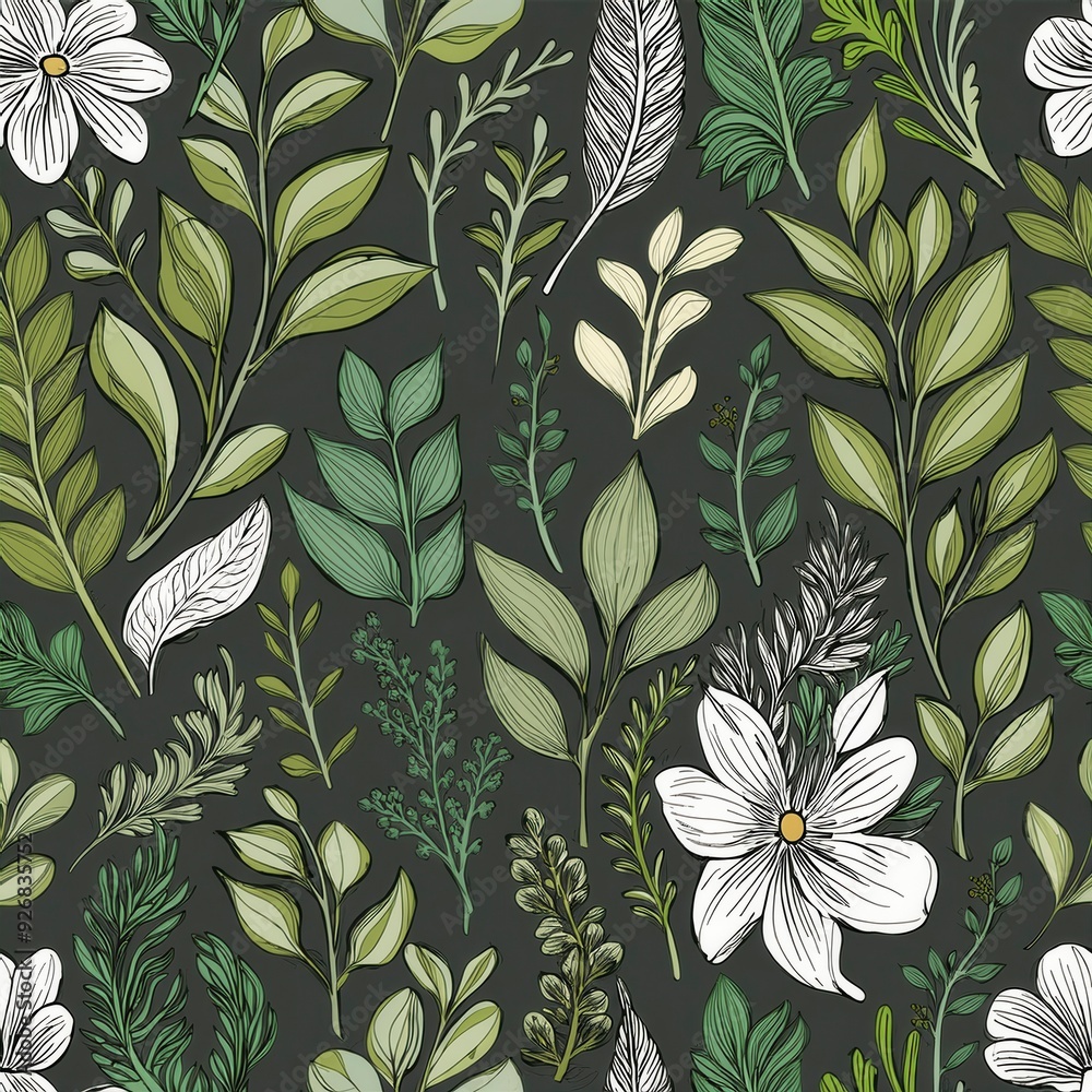 Seamless floral pattern, delicate abstract nature ornament for wallpaper, fashion textile print background. botanical design. Generative Image Seamless floral pattern, delicate abstract nature ornament for wallpaper, fashion textile print background. botanical design. Generative Image