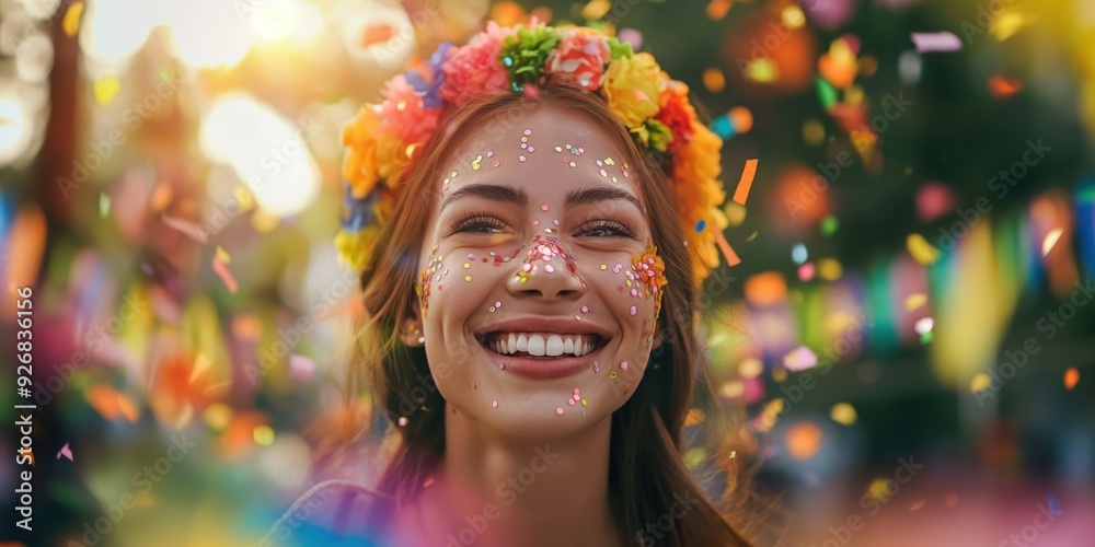 Joyful Woman Celebrating with Confetti created by ai Joyful Woman Celebrating with Confetti created by ai