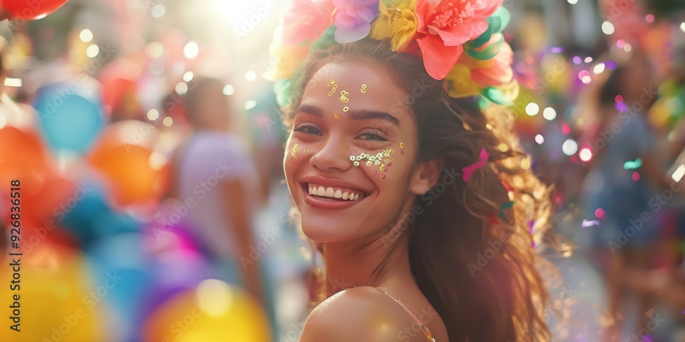 Joyful Woman Celebrating with Confetti created by ai Joyful Woman Celebrating with Confetti created by ai