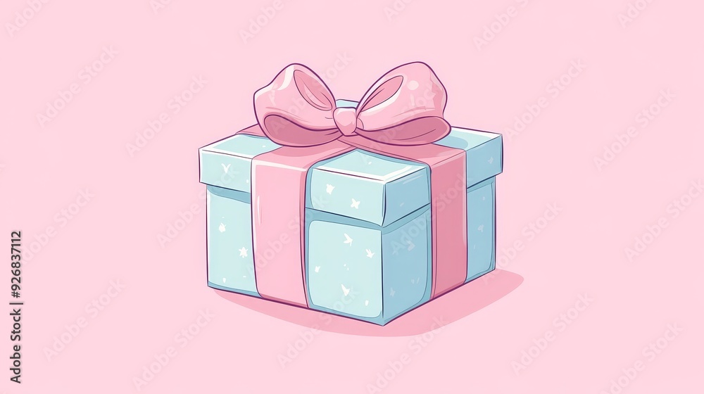 A cute cartoon gift box with a ribbon on top A cute cartoon gift box with a ribbon on top