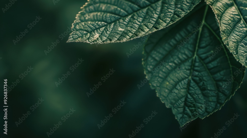 A close-up of a single leaf with visible texture, with the upper half softly blurred for text.