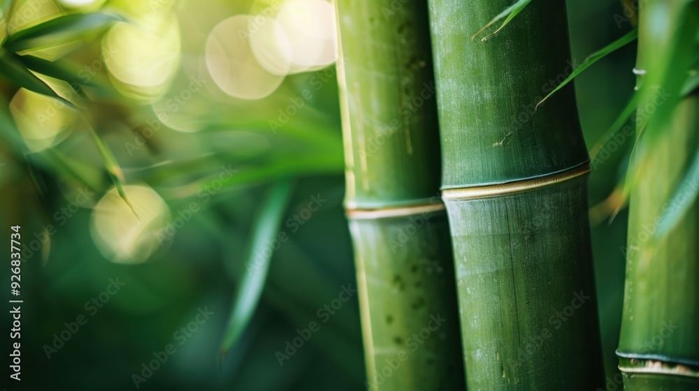 Obraz premium A close-up of bamboo stalks with their natural joints and green hues, perfect for a nature background.
