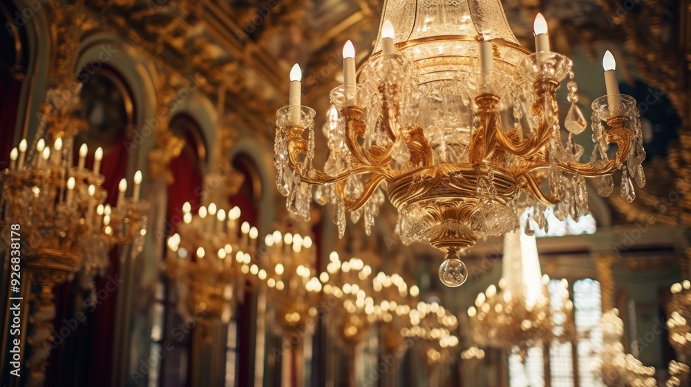 Obraz premium Golden Chandelier in a Grand Hall