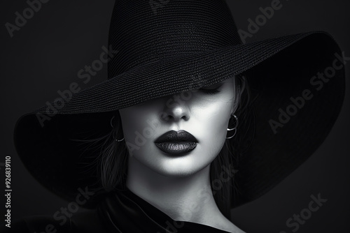 beautiful woman with hat, AI generated