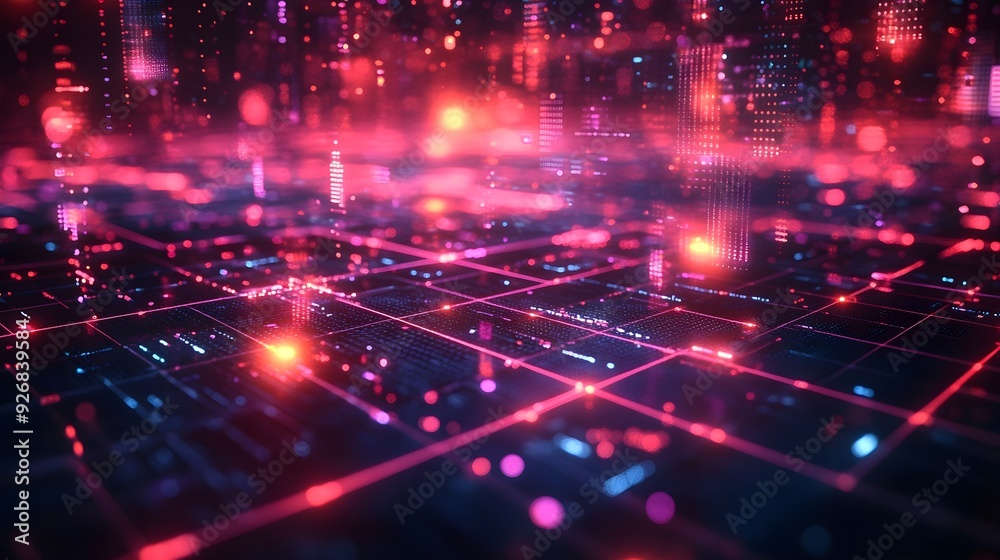 Abstract Red and Blue Digital Network Background Abstract Red and Blue Digital Network Background