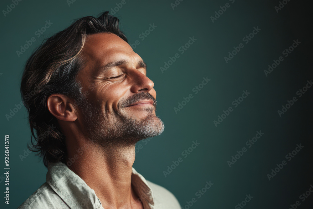 A close up of a man's face with her eyes closed A close up of a man's face with her eyes closed