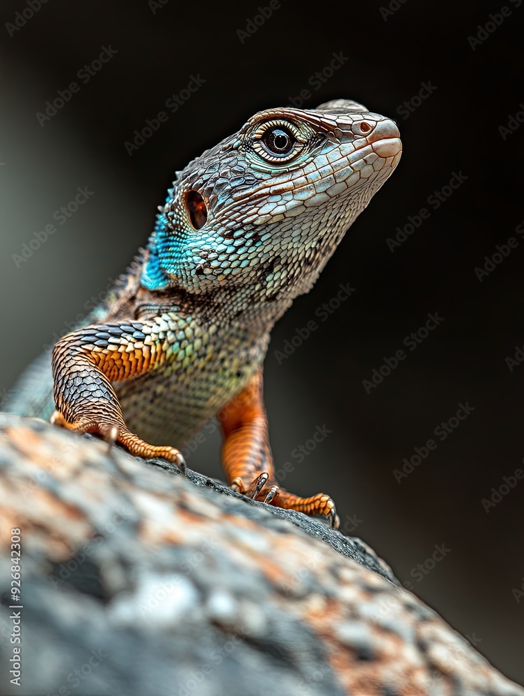 Fototapeta premium Lizard isolated on metal background