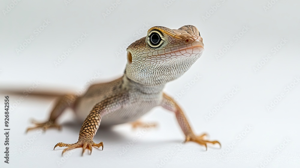 Naklejka premium Lizard isolated on paper background