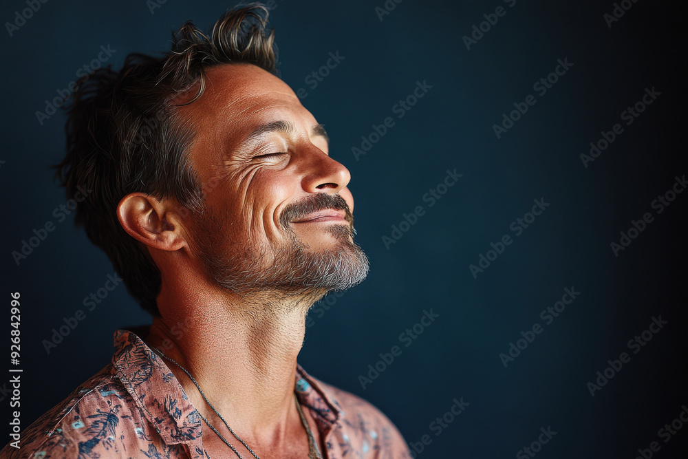 A close up of a man's face with her eyes closed A close up of a man's face with her eyes closed