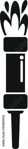 Black silhouette of a torch burning with high flames