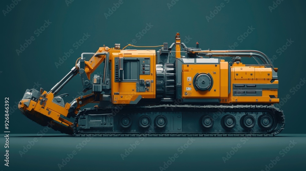 Electric-powered autonomous construction vehicle, laying asphalt, road construction site, bright daylight Electric-powered autonomous construction vehicle, laying asphalt, road construction site, bright daylight
